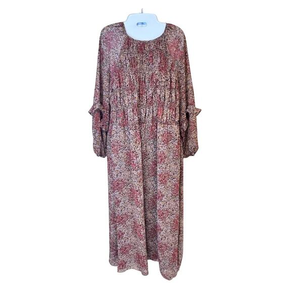 New MNG Mango Chiffon Floral Print Maxi Dress Smocked Ruffles Sz XS - Picture 4 of 16